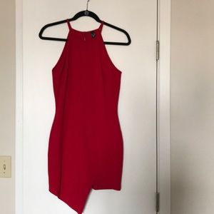 Windsor Red Asymmetrical Halter Dress